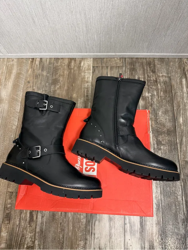 PIKOLINOS Black Leather Mid-Calf Buckle Combat Boots Size 41=US Size 9.5-10 - Image 11