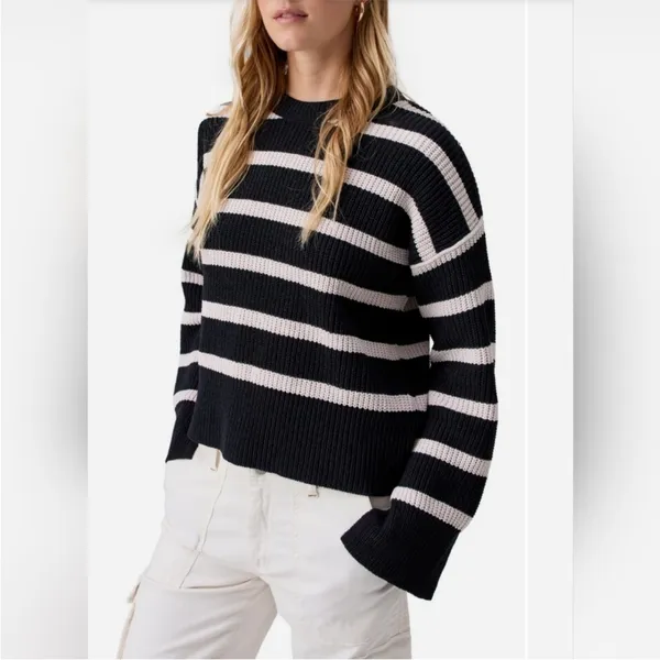 SANCTUARY Black and Cream Stripe Chenille Sweater size Medium‎ - Image 9