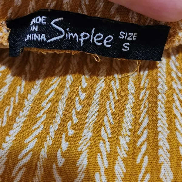 Simplee Yellow Patterned Print Coastal Chic Strapless Wide Leg Jumpsuit Small - Image 8