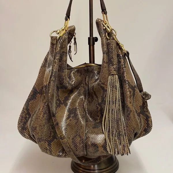 G.I.L.I. Milano Snake Print Leather Hobo Bag C9‎ - Image 2