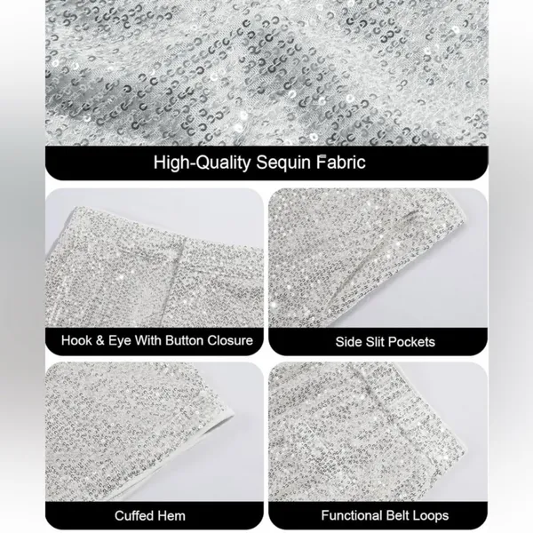 NWT Silver Sequin Women's High Rise Shorts‎ - Image 5
