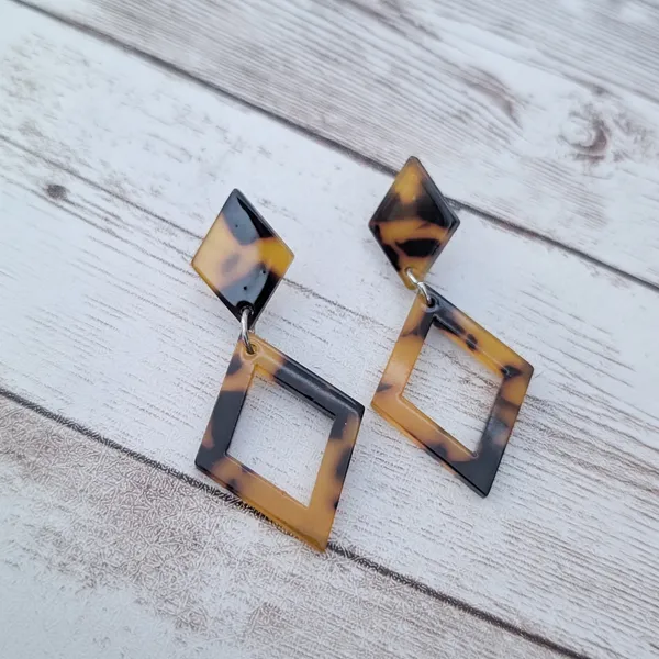 Vintage Stud Earrings Brown Tones Retro Design Dangle Earrings - Image 6