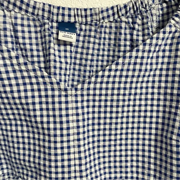 Old Navy Womens Shirt Blouse Blue White Gingham Plaid Seersucker Size Medium - Image 10