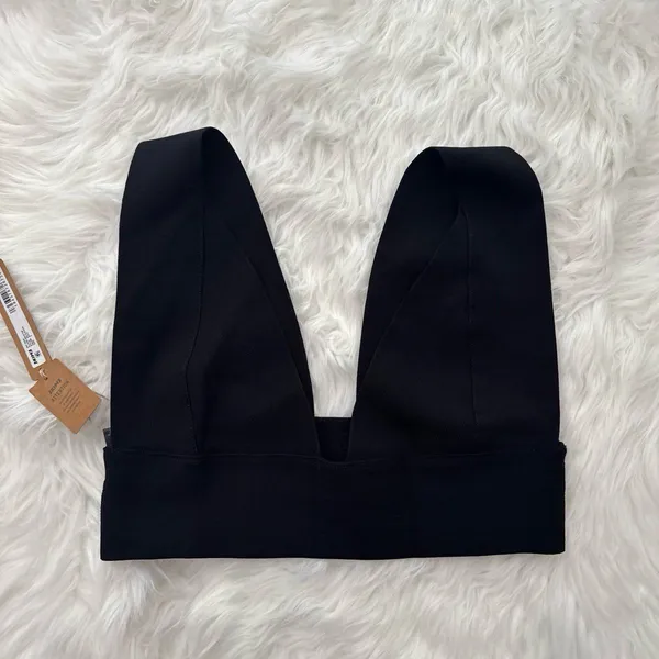 Skims Knit Swim Plunge Bikini Top Onyx Size Small - Image 2