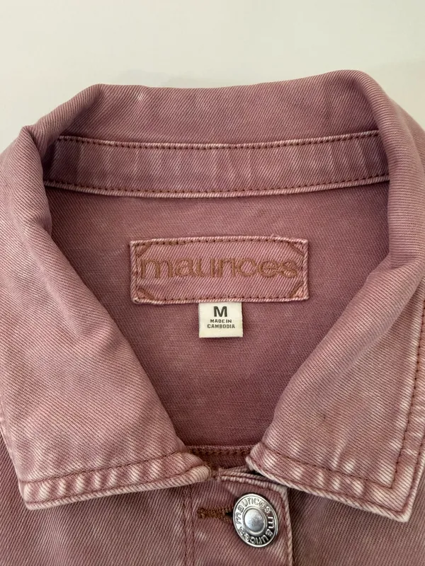 Maurices Blush Pink Denim Jacket Collared Button Front - Image 9