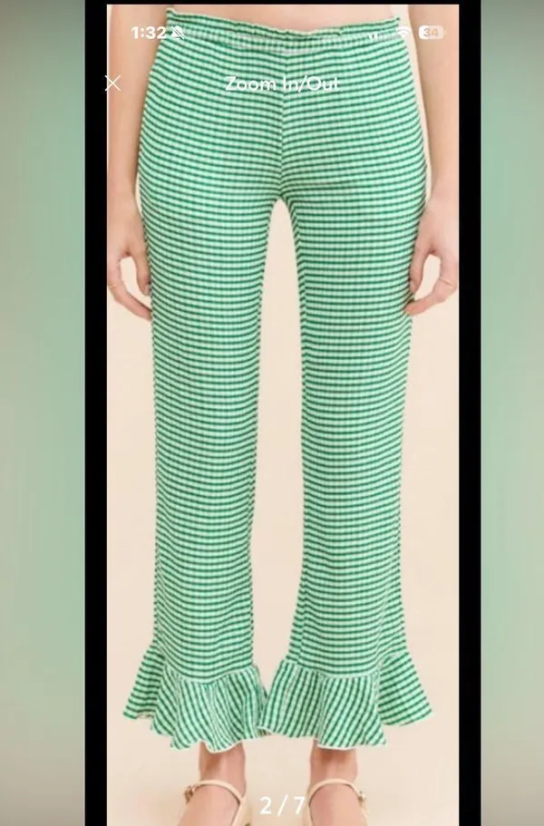 Urban Outfitters Daphne gingham ruffle crop pant. Size Small - Image 2