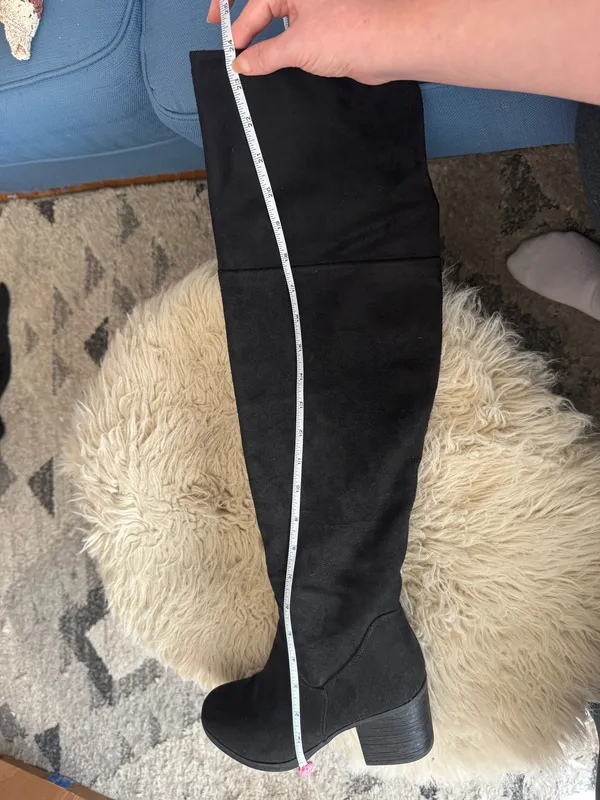 Journee Collection Black Suede Over-the-Knee Boots - Image 8