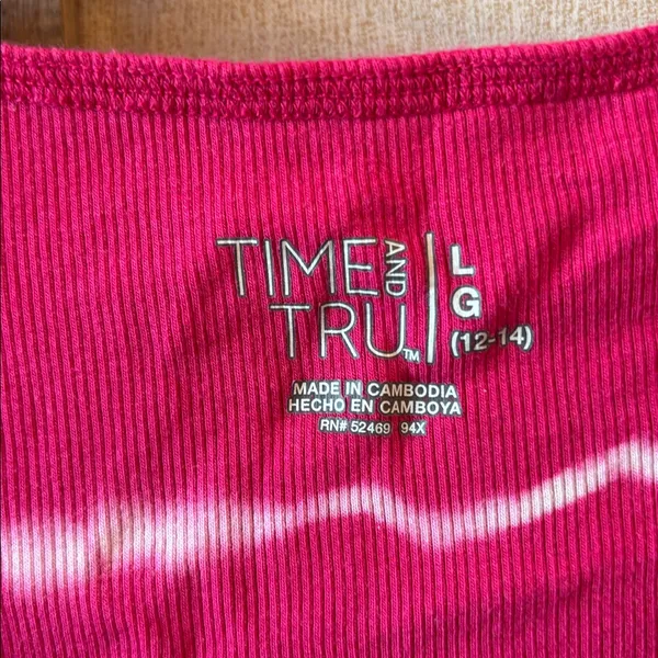 FINAL MARKDOWN Time and Tru Pink Tie-Dye Tank Top large - Image 2