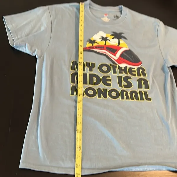 Disney‎ Parks My Other Ride Is A Monorail T-Shirt Light Blue Large Hanes Unisex - Image 3