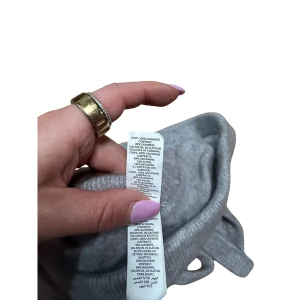 Alo Yoga Cashmere Bra Top Heather Gray V-Neck Ribbed Knit Bralette Size Large - Image 4