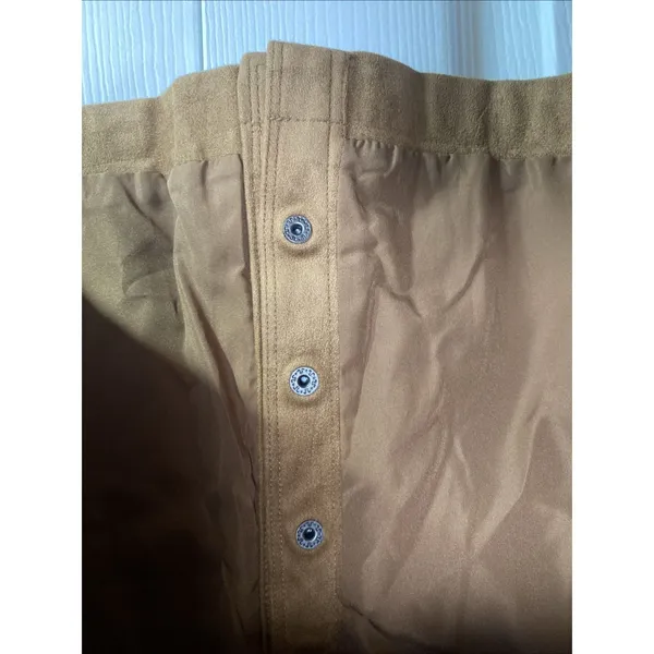 Abercrombie & Fitch Brown Snap Front A-Line Skirt Size‎ 00 Suede Hippie Festival - Image 4
