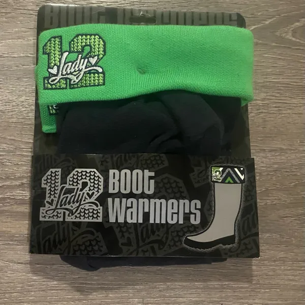 Seattle Seahawks Lady 12 Boot Warmers Cuff Socks Topper NWT Green Blue - Image 3