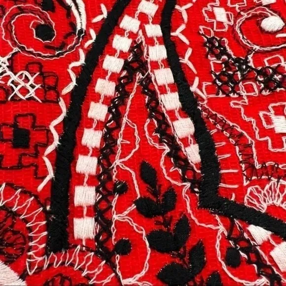 Red Embroidered Paisley Boho Maxi Skirt Small Peasant Maximalist - Image 11
