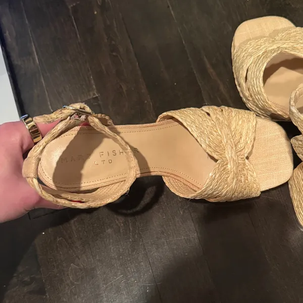 Marc Fisher Natural Woven Platform Sandals - Image 3