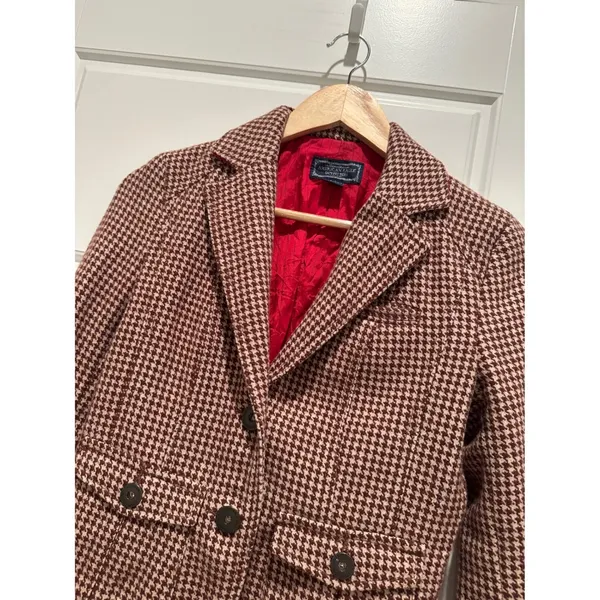 American‎ Eagle Houndstooth Wool Cropped Blazer Jacket Y2K Academia Preppy - Image 2