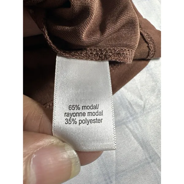 Maurices 24/7 Cowl Neck Top Womens Small Brown Short Sleeve Modal Blend Stretch - Image 5