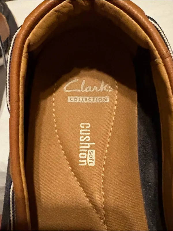 Cloudsteppers By Clarks Jocolin Vista Shoes‎ Sz 9 Boat Leather Navy Tan Womens - Image 6