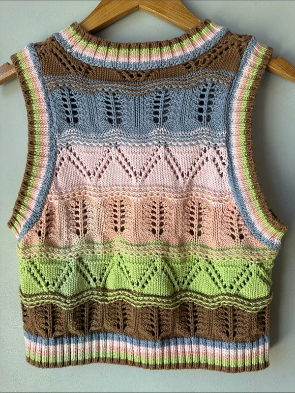 Zara Crochet Boho Knit Cropped Sweater Vest - Image 3