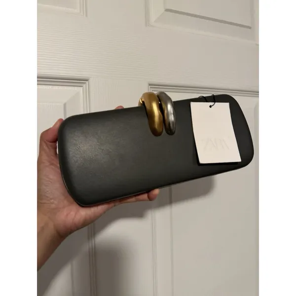 Zara Gray Gold Silver Rigid Clutch Purse‎ Crossbody Luxury Tik Tok - Image 4