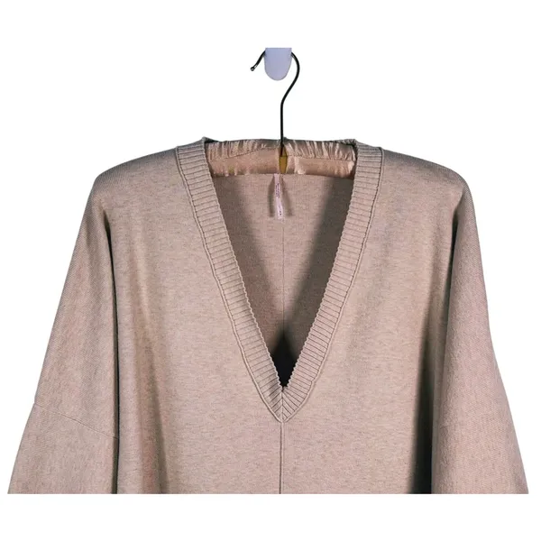 Free People Oversized Midi Sweater Dress Size S Beige Minimal Fall Lagen Scandi - Image 5