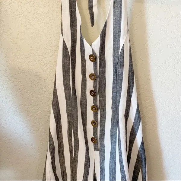 NWT Striped Button Halter Romper - Image 3