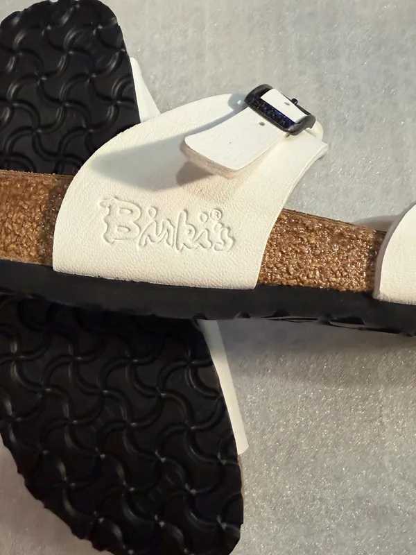 Birkis Women’s White Perforated Dual-Buckle Sandals NWOT - Image 8