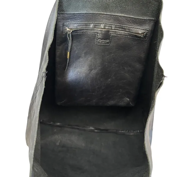 Madewell Classic The Transport Tote Black Leather Open Top Minimalist - Image 3