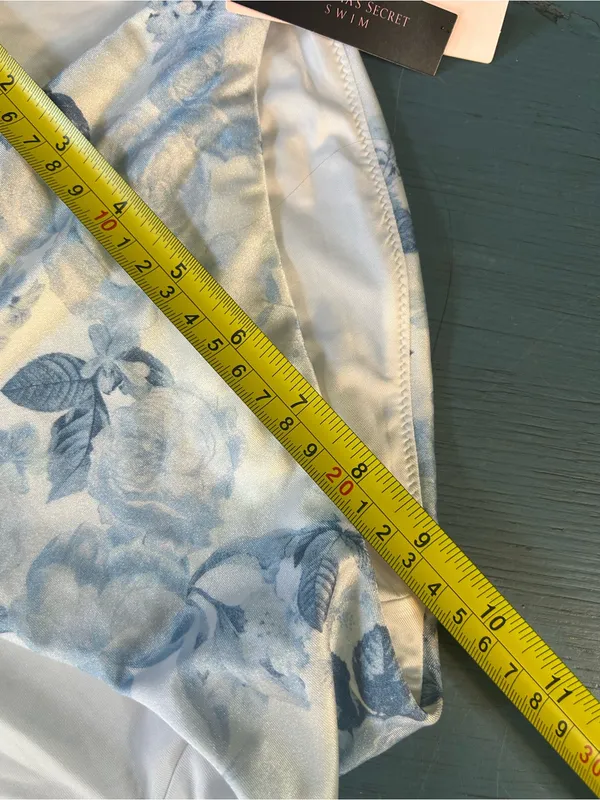 Victoria's Secret Light Blue and White Floral Bikini Bottoms Low Rise NWT Large - Image 12