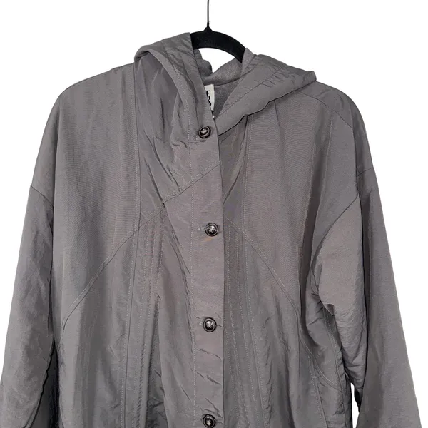 Prairie‎ Underground Hooded Gray Nylon Toggle Drawstring Anorak Jacket Women - Image 3