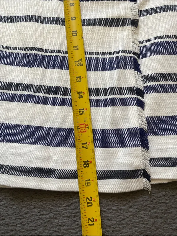 LOFT Navy and Cream Striped A-Line Wrap Skirt - Image 6