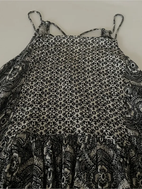 Abercrombie & Fitch Off-White & Black Paisley Handkerchief Hem Cami Top Size L - Image 10