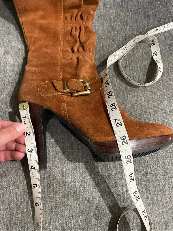 Michael Kors Cognac Suede Leather Knee-High Boots Size 8 - Image 13