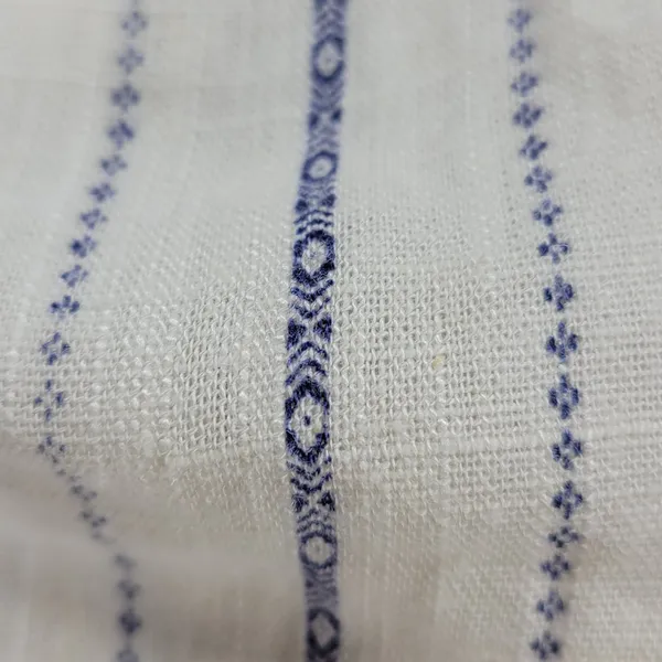 Monteau Los Angeles Linen Maxi Sundress Large White Blue Striped Rayon Slit - Image 16