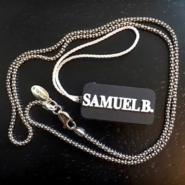 SAMUEL B Oxidized Sterling Silver Necklace Popcorn Chain 18 inches Brand New - Image 2