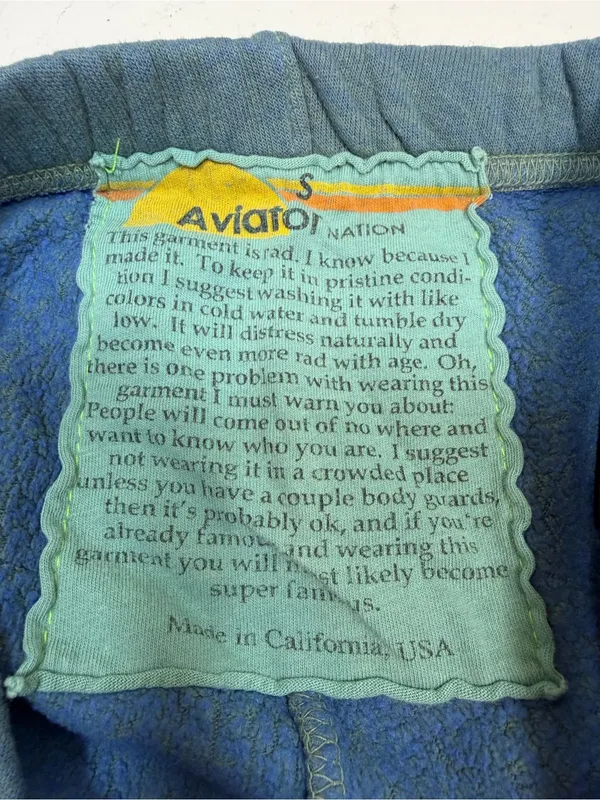Aviator Nation 5 Stripe Rainbow Jogger Loungewear Retro Streetwear Blue Size S - Image 3