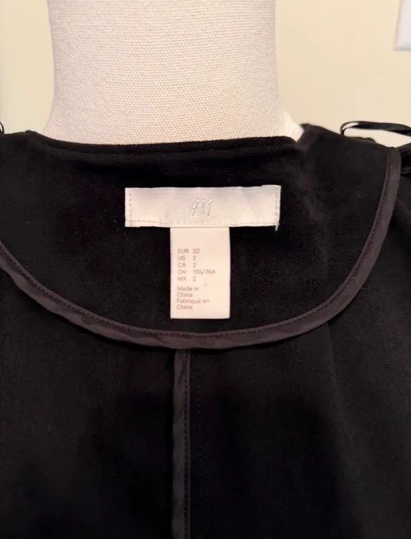 H&M black suede long open front coat - Image 7