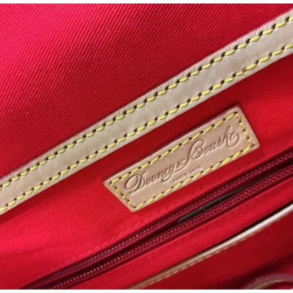 Dooney Bourke Cream Patent Leather Janine Shoulder Tote Satchel Tan Trim‎ Bag - Image 2