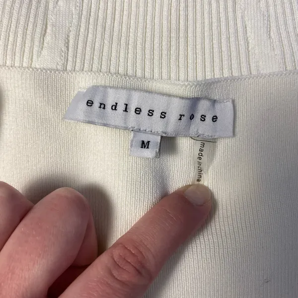 Endless‎ Rose White Cropped Short Sleeve Sweetheart Neckline Knit Sweater Size M - Image 2
