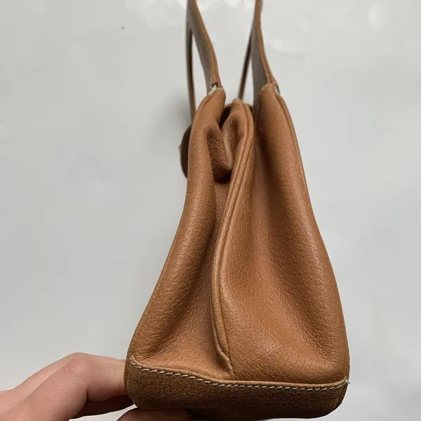 Vintage Authentic Gucci 90’s Leather Bamboo Canvas Shoulder Tan Preppy Classic - Image 7