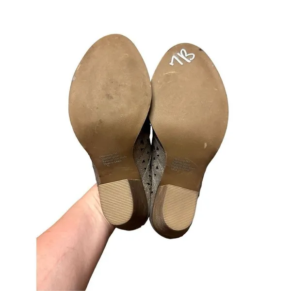 Steve Madden Harmony Mules in Dusty Gold Metallic Leather Upper Block Heel Sz 7M - Image 10