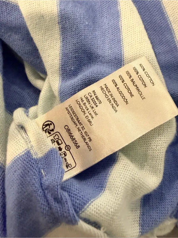 NWOT Free People We The Free Size XS Blue Cream Striped Thermal Knit V Neck Top - Image 11
