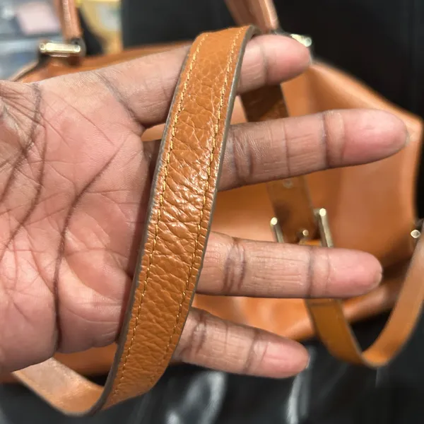 Ora Delphne Leather Satchel Handbag - Tan - Image 7