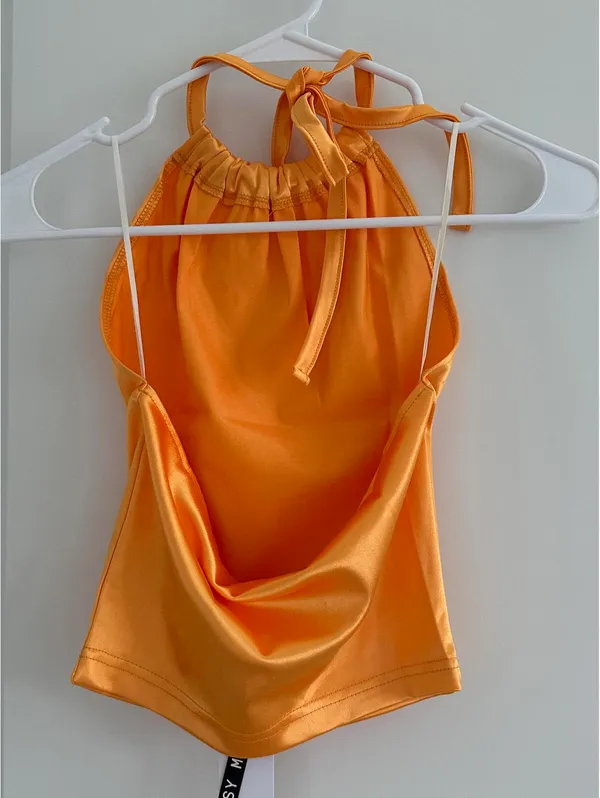 Noisy May Christina Satin Halter Top XS Radiant Yellow - Image 4