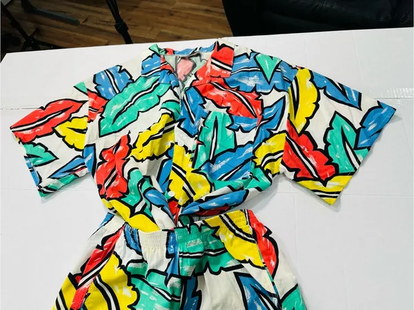 Plus Size Multicolor Leaf Print Swim Cover - Image 10