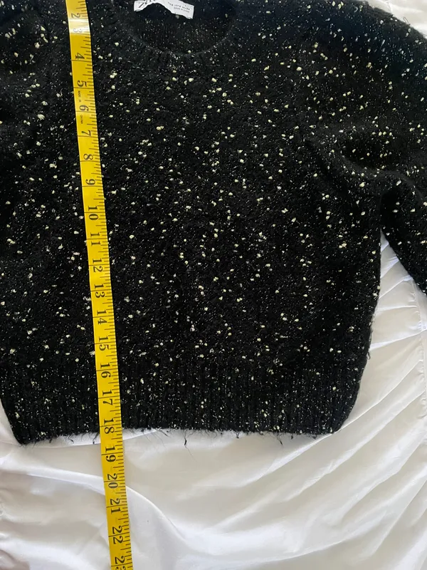 ZARA Metallic Thread Speckled Puffy Sleeve Knit Sweater - Image 6