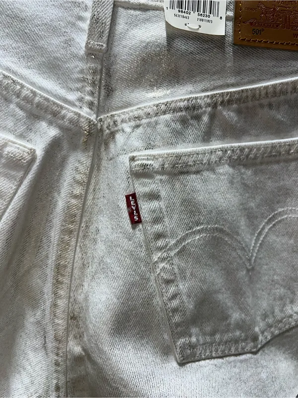 Levi's 501 White‎ and gold Cutoff Denim Shorts - Image 5
