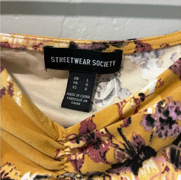 Streetwear Society Yellow Floral Short Dress - Image 3
