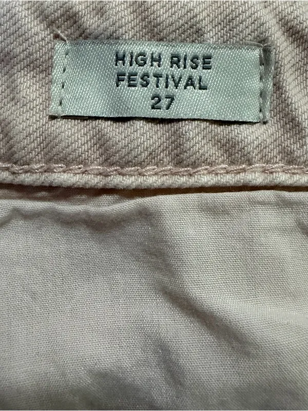 PacSun High Rise Festival Pale Pink Denim Jean Shorts Cotton Pockets Size 27 - Image 7