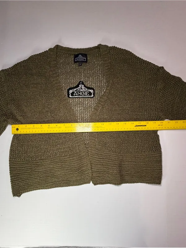 NWT Angie Olive Green Knit Cropped Cardigan Sweater with bell sleeves - Image 3