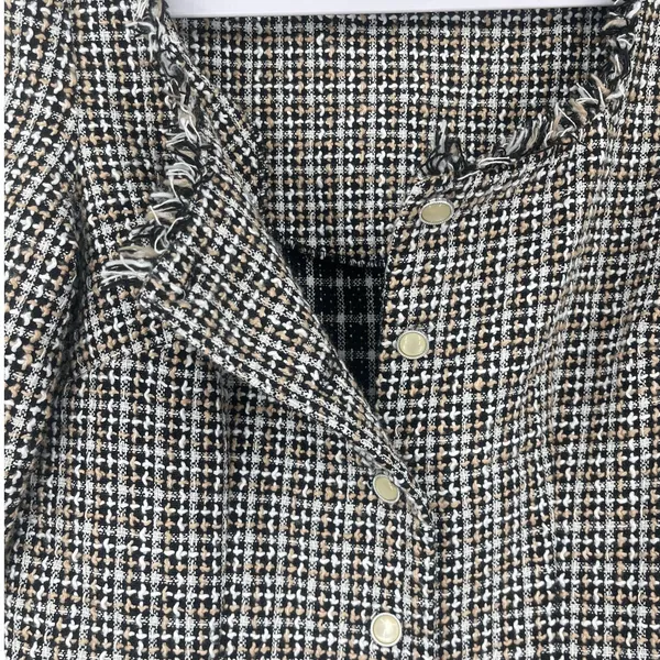 Gabby Skye Tweed Dress Sz 4 Ivy Preppy Academia 60s Mod Style Pearl Fringe Trim - Image 4